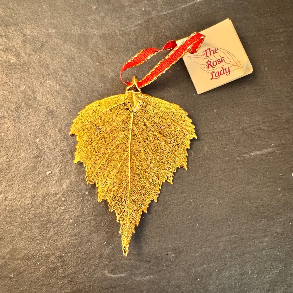 The Rose Lady‎ Gold Birch Leaf Ornament Preserved Real Nature USA